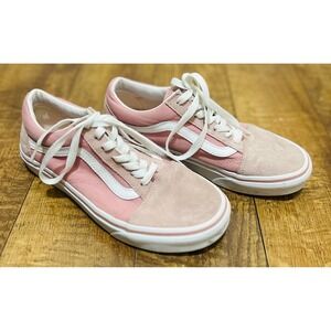 Vans Old Skool Suede Canvas Pink White Low Top Sneakers Women US‎ 7.5 EUR 38.0